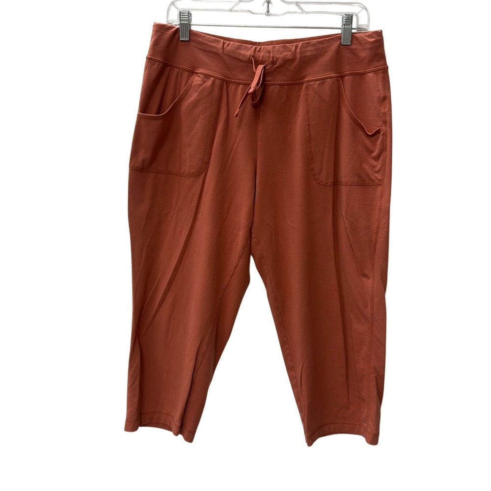 Athletic Works Women Terracotta Capri Jogger Pants Drawstring Pockets‎ L 12-14